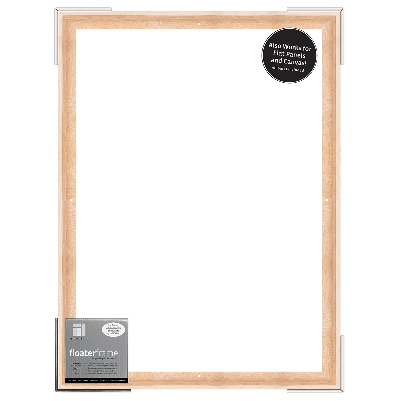 Ampersand Art Floaterframe, Thin Edge, 7/8" Depth, 18" x 24", Maple